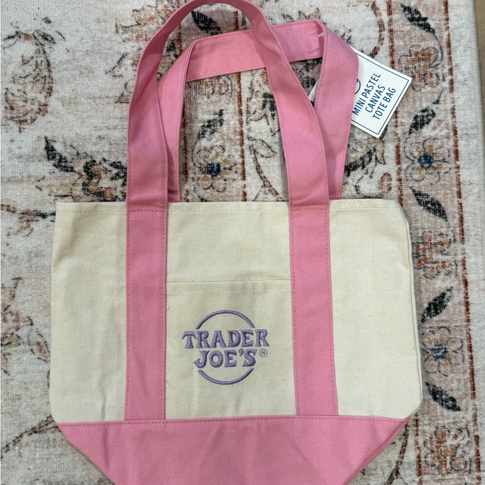 Trader Joe’s spring mini pastel pink tote